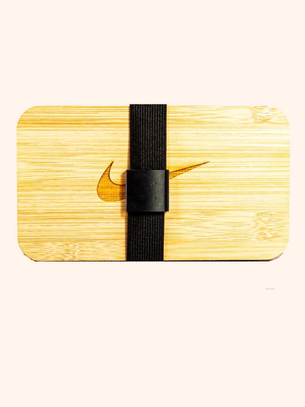 Nike Lunch Bento Box Spoon Fork Knife Flatware 2 Tier Stack Black Bamboo Lid NEW